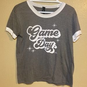 Written Game day T-Shirt Women Gray Size  Medium